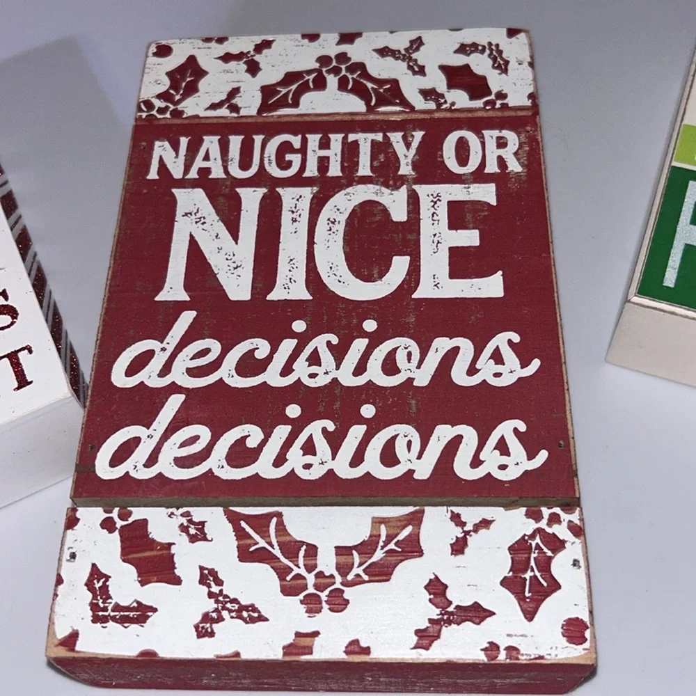 🎄Naughty or Nice wooden Holiday decor